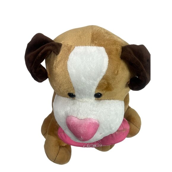 Valentine’s Day Puppy Plush Tan & Pink Heart Dog 15” - Picture 9 of 13